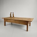 Antieke 19e Eeuwse Franse Boeren Salontafel Van Eikenhout thumbnail 3