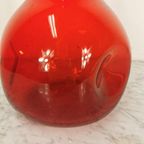 Vintage Ambachtelijk Gemaakte Rood Glazen Vaas, Fles thumbnail 7