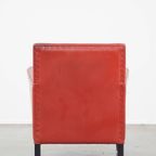 Comfortabele, Stijlvolle Rood Geverfde Armchair Gemaakt Van Schapenleer thumbnail 5