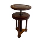 Antique - Wooden Piano Stool / Chair - Mounted On A Swiveling Base - Oak And Brass Detailing With thumbnail 2