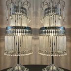 Set Van 2 Kristallen Tafellampen Opaline Vintage Chrome Frame thumbnail 4