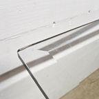 Grote Vintage Vierkante Glazen Tafel Zwart Marmeren Voet / Vintage Square Glass Table Marble Base thumbnail 4