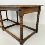 Prachtige Antieke Eikenhouten Eetkamer-/Bijzettafel thumbnail 6