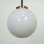 Charmante Vintage Glazen Bol Hang/ Plafondlamp Van Melkglas In Art Deco Stijl thumbnail 6