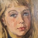 Mari Trappeniers Oud Schilderij Portret Olieverf Op Doek thumbnail 9