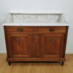 Vintage Frans Dressoir Commode, Ladekast Badkamermeubel Met Marmer Blad 903 thumbnail 4