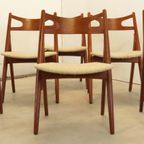 Set 6 Hans Wegner Carl Hansen Ch29 Stoelen Vintage Deens Sawbuck thumbnail 3