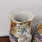 Vintage Oosterse Vazen Balustervazen, Canton Vaas Porselein thumbnail 15