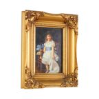 Charmant Schilderij Jong Meisje Gouden Lijst Lady Sybil Primrose thumbnail 9