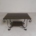 Vintage Salontafel Met 2 Glazen Bladen Met 50s Print thumbnail 10