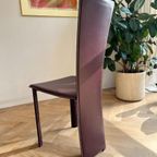 Set Van 4 Frag Italia Eetkamerstoelen – Aubergine Leer thumbnail 5