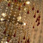 Xxxl Vintage Murano Teardrop Bruine Pegels Kroonluchter Goud Frame thumbnail 4