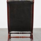 Tijdloze En Klassieke Groene Engelse Stijl Rundleren Chesterfield Fauteuil Met Hout thumbnail 3