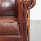 Comfortabele Vintage Schapenleren Clubfauteuil In Engelse Stijl Met Een Mooi Patina thumbnail 13