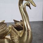 Vintage Brass Swan Coffee Table, France, 1970S thumbnail 9