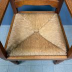 Set Van Twee Hollandse Eikenhouten Armstoelen Met Biezen Zitting thumbnail 25