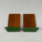 Vintage Set Teakhouten Boekensteunen, Mid Century, Kai Kristiansen thumbnail 5