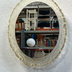 Grote Ovale Vintage 'Iceglass' Spiegel. Hillebrand, Duitsland 1970'S thumbnail 8
