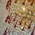 Xxl Murano Teardrop Kroonluchter Hanglamp Vintage Goud Frame thumbnail 2