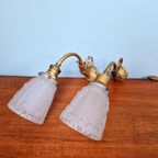 Paar Art Deco Schansen In Brons En Gesatineerd Glas, 1920 thumbnail 13