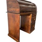Vintage Houten Bureau Met Rolluik – Retro Stijl thumbnail 8