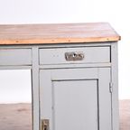 Vintage Bureau Hout | Oud Bureau | Houten Bureau Grijs thumbnail 10