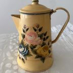 Vintage Haïti Grote Sier Theepot Met Beide Kanten Rozen Dessin thumbnail 6