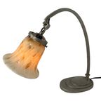 Art Deco - Desk Lamp With Marbled Glass - Period Piece - Adjustable Shade thumbnail 2