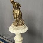 Console Met Verlichting Van Zacht Albast Marmer. thumbnail 5