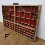 Brocante, Bruine Antieke Houten Letterbak, Wanddecoratie F thumbnail 6