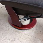 Verstelbare Bruin Leren Relaxfauteuil Met Voetenbank thumbnail 6