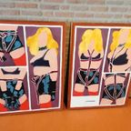 Tweeluik Schilderijen In Pop Art Stijl "P.Bakker" Uit 1975 thumbnail 7