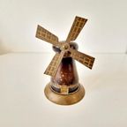 Antieke Spaarpot Molen Koper En Hout thumbnail 2