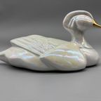 Art Deco Parelmoer Porseleinen Eend Wit Goud thumbnail 6