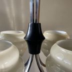 Lamp Art Deco 1930 Frans Chroom 4 Arms Licht Gele Schalen thumbnail 6