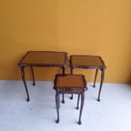 Engelse Vintage Mimiset, Miniset, Set Van 3 Bijzettafeltjes thumbnail 16
