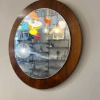 Vintage Deense Teakhouten Spiegel, Rond, 1970'S thumbnail 11
