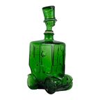 Empoli - Italy, 1960’S - Green Glass - Comical Car Decorative Bottle With Man In Hat As Top thumbnail 2
