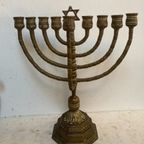 Grote Messing Joodse Kandelaar, 8 Plus 1 (Knechtje) Kaarsen thumbnail 4