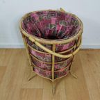 Vintage Wasmand, Opbergmand Prullenbak Van Bamboe thumbnail 6