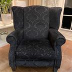 Oorfauteuil Barok Zwarte Stof thumbnail 3