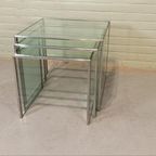 Vintage Glas En Chrome Mimiset Nesting Tables thumbnail 16