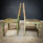 Set Antieke Stoelen – Koloniale Periode India – 2 Stuks thumbnail 6