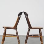 Set Van 2 Antieke Eetkamerstoelen Uit Midden 19e Eeuw thumbnail 5