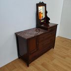 Vintage Dressoir Commode Ladekast Make-up Kast Badkamerkast Met Marmer Blad thumbnail 10