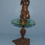 Prachtige Glazen Schaal Op Bronzen Standaard Met Een Mooie Dame Er Boven Op, Frankrijk, Aug. More thumbnail 10