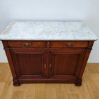 Vintage Frans Dressoir Commode Ladekast Badkamermeubel Met Marmer Blad 301 thumbnail 5