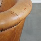 Schapenleren Clubfauteuil Met Een Correcte Afwerking Met Siernagels, In Goede Staat thumbnail 12