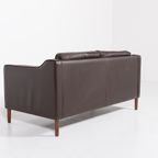 Two Seat Brown Leather Sofa From Mogens Hansen, Denmark thumbnail 8