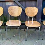 Prachtige Rode Bruine Witte Vintage Retro Formica Stoelen thumbnail 5